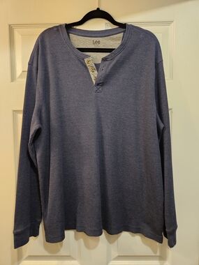 Lee Men's Long Sleeve Thermal Henley Shirt - Blue